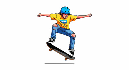 Obraz premium A skateboarder in mid-air performing a trick.