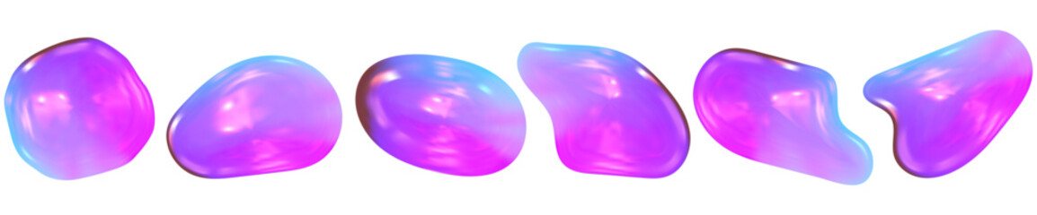 Metallic Y2K chrome 3D shape with soft holographic reflections. Abstract tones define a y2k fluid 3D chrome shape.