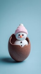 Snowman in chocolate egg.