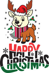 Cute Reindeer Christmas Illustration