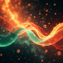 Colorful Abstract Energy Waves Background with Glowing Light&nbsp;Particles.