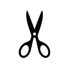 Open Scissors Vector Illustration. Symbol Tool Cut Equipment, Stationery Silhouette