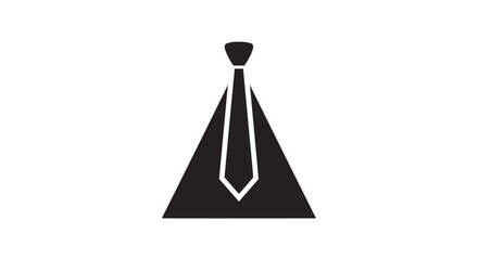 A minimalist black triangle with a white tie and knot, symbolizing business or formal attire.