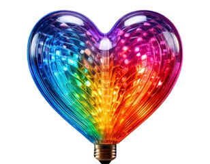 Firefly Heart-Shaped LED Lamp with Multicolor Glow, Front Studio View, Isolated on Transparent Backg