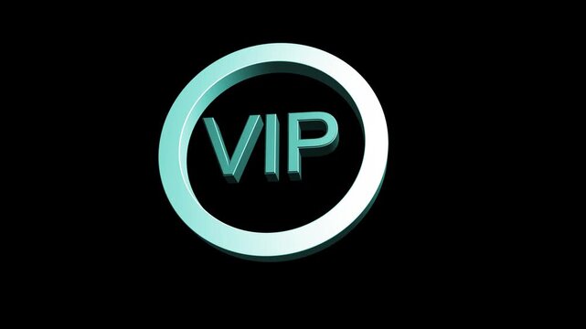 3D text VIP with on black background