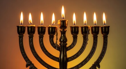 Illuminated menorah with glowing candles representing tradition and celebration