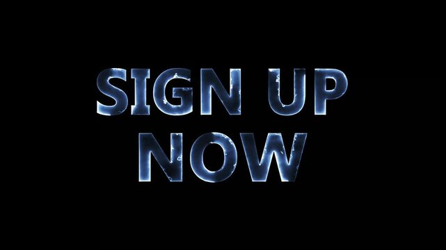 Neon sign up now text animation