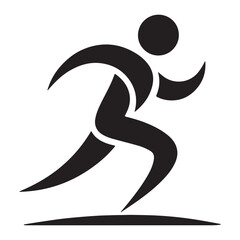 Stylized runner icon in black and white
