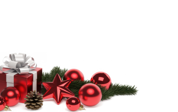 Red christmas holidays decoration on a white background
