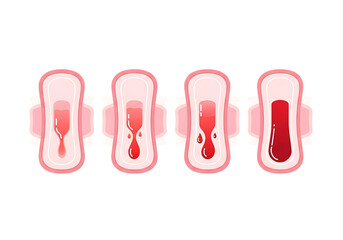 Illustration of menstrual pad absorbency levels isolated on transparent background