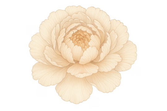 Vintage beige peony flower illustration with transparent background - Powered by Adobe