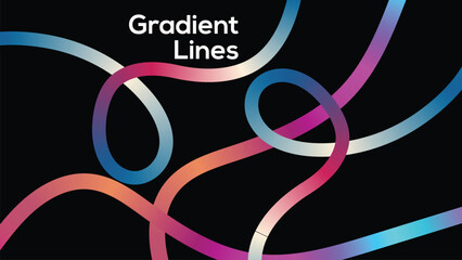 Abstract Colorful Gradient Lines on Black Background Modern Design Aesthetic