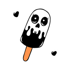 Cute Skull Popsicle Illustration