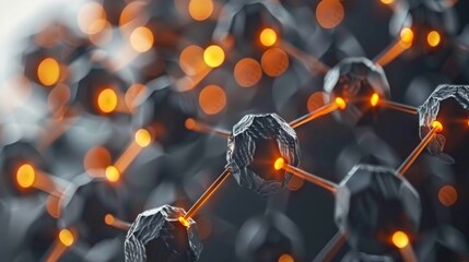 Innovative technology banner showcasing molecular structures with digital overlay concepts