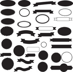 Collection of Blank Banners and Labels for Graphic Design Projects