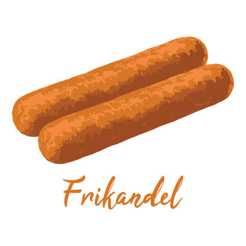 frikandel dutch food in watercolor illustration style, isolated vector on transparent background