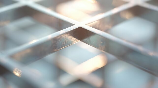 Close-up of a metal grid with a diamond pattern. the grid appears to be made up of multiple rows and columns, with each row having a small diamond shape in the center.
