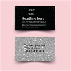 Modern Black And White glittering Minimalist Business Card Layout