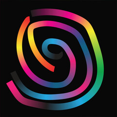 Rainbow Spiral Swirl Logo Art - Vibrant Gradient Concentric Coil Design on Black Background