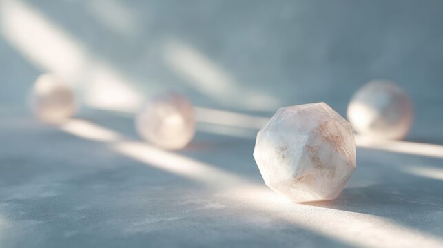 Group of small, round objects on a gray surface. the objects appear to be made of a light-colored material, possibly stone or crystal, and are arranged in a scattered manner.