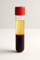 Blood and Plasma Sample in Test Tube on White Background — Laboratory Analysis Concept