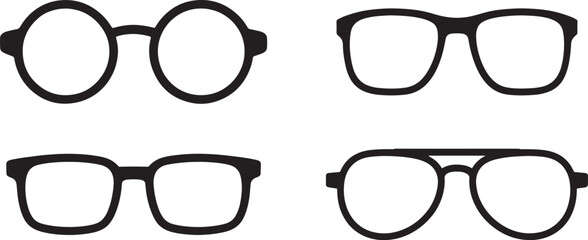 Glasses collection with round rectangular and aviator shapes