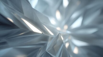 Abstract digital art piece that appears to be made up of multiple overlapping triangles. the triangles are arranged in a symmetrical pattern, creating a sense of depth and dimension.