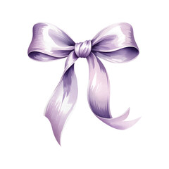 Naklejka premium Watercolor hand painted lavender ribbon bow illustration. Soft watercolor lavender gift bow decoration.