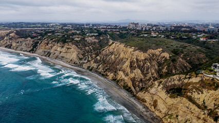 Fototapeta premium Aerial nature landscape of city and beach summer day southern La Jolla San Diego California CA