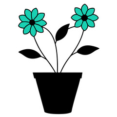 Potted flowers drawing