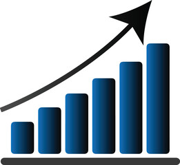 Business chart with arrow isolated on transparent background