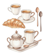 Watercolor Breakfast Illustration