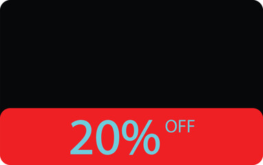 Modern red and black discount label showing twenty percent off text on transparent background for sales design, Luminous blue color twenty percent text.
