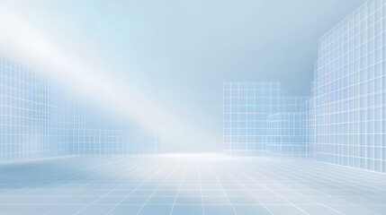 Fototapeta premium A modern and clean abstract geometric background featuring grid patterns, conveying a futuristic and minimalist tech vibe.