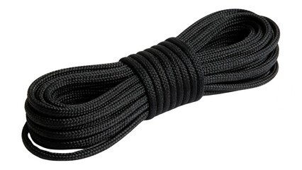 Coiled Black Rope Isolated on White