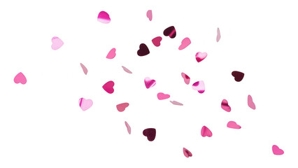 Pink Heart Confetti Falling on White Background - Celebration, Love, Romance