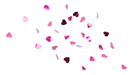Pink Heart Confetti Falling on White Background - Celebration, Love, Romance