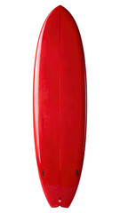 Bright Red Surfboard Isolated on White Background