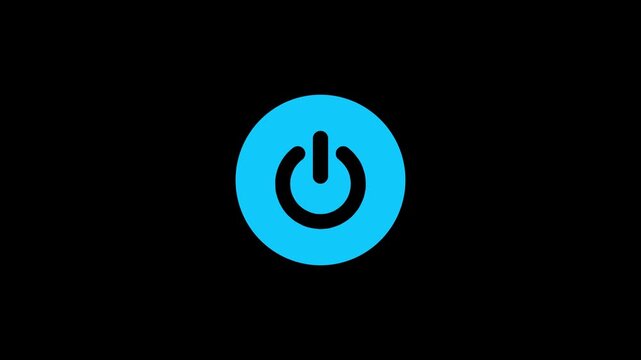 Power icon animation on a background.