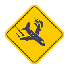 plane crash due to a hot engine. flat vector illustration.