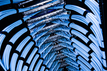 Intricate Network Cable Arrangement Vertical