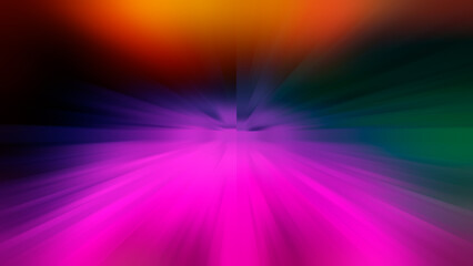 Abstract blurred radial background with orange, green, and pink diagonals.