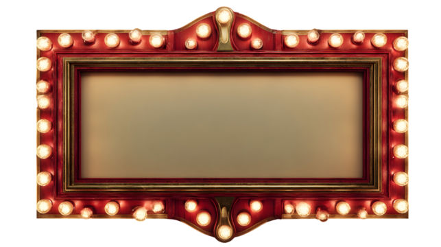 Vintage marquee light frame with retro bulbs