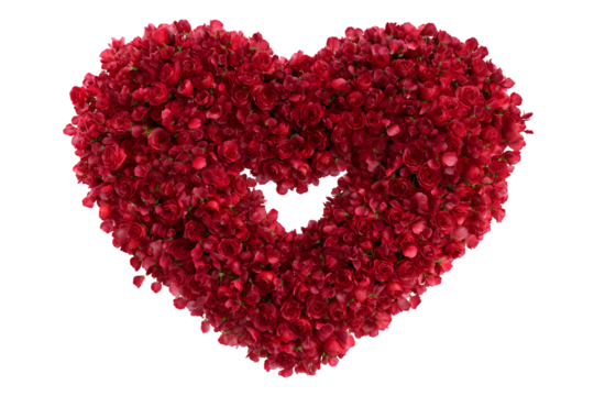 Heart shaped red roses bouquet symbolizing love and romance