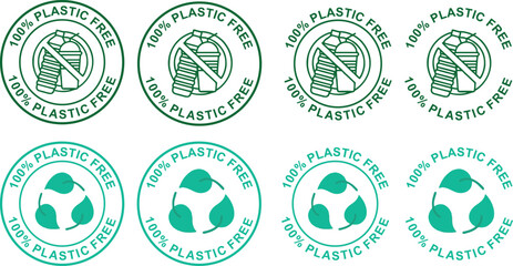 Plastic Free Product Label Icons — Eco Friendly and Sustainable Packaging Badges