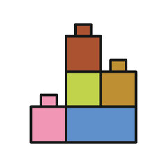 Сolorful building block toy vector. children's play elements minimalist block design education and fun concept.