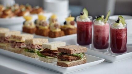 Mini sandwiches exude sumptuous elegance, perfect for high tea extravaganzas or whimsical National Picnic Day celebrations