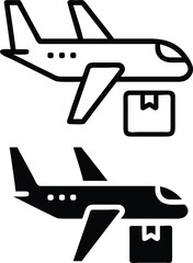 Air Cargo Express Delivery and Global Air Freight Icon or Vector Silhouette..eps
