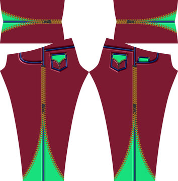 dise&ntilde;o de plantilla leggins jeans lista para sublimar sobre tela