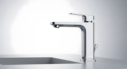 Modern chrome faucet isolated on white background, a sleek and stylish addition to any bathroom